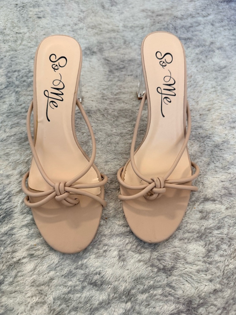 So Me Nude Knot-Detail Strappy Mules